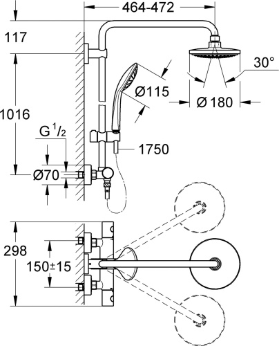 69 160 руб. Душевая стойка Grohe Euphoria System 180 27296001 фото 6 Душевая стойка Grohe Euphoria System 180 27296001 фото 6