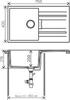 Мойка кухонная Tolero Loft TL-750/001 cерый металлик