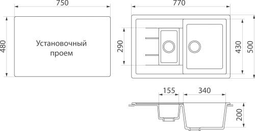 Мойка кухонная DIWO Брянск GWS-21K бежевая фото 2