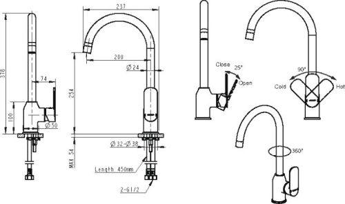 Смеситель Bravat Louise F7191183CP-RUS для кухонной мойки, хром фото 2