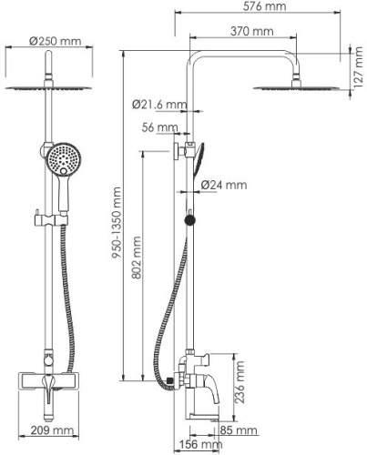 Душевая стойка Wasserkraft Sauer A17101 фото 6