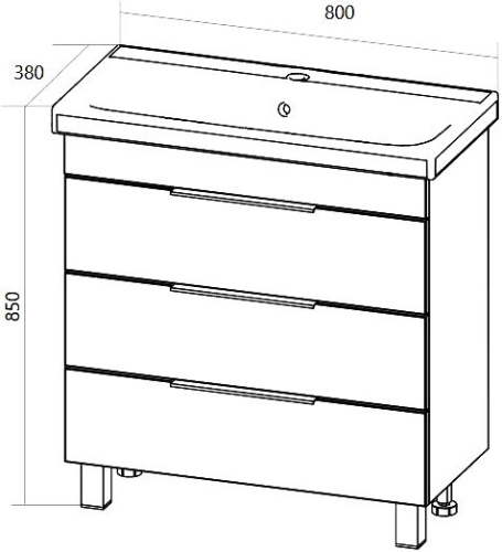 Мебель для ванной 1MarKa Gaula 80Н черная, 3 ящика фото 6