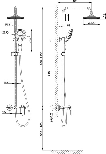 Душевая стойка D&K Durer Bayern DA1253701B06 фото 2