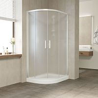 Душевой уголок Vegas Glass ZS-F 90*80 01 10 профиль белый, стекло сатин
