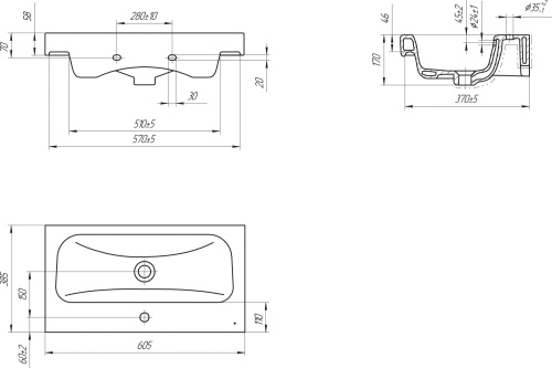 Мебельная раковина Бриклаер Moduo slim 60 фото 4