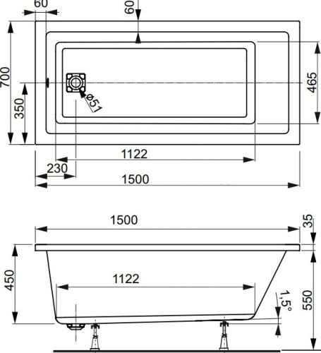 Акриловая ванна Vagnerplast Cavallo 150x70 ультра белая фото 8