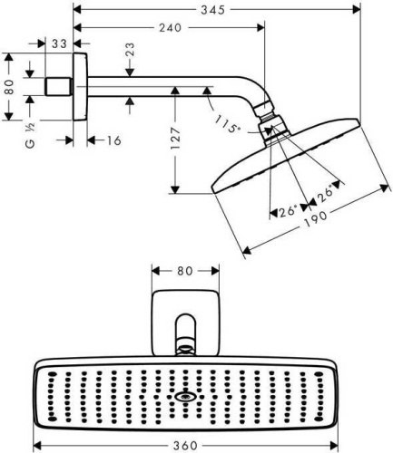 Верхний душ Hansgrohe Raindance E Air 27371000 фото 2