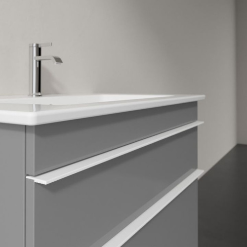 Мебель для ванной Villeroy & Boch Venticello 80 glossy grey, с белыми ручками фото 3