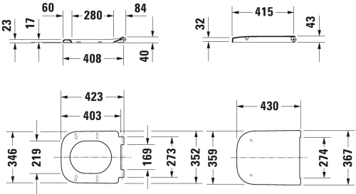 Комплект Унитаз подвесной Duravit Happy D.2 антрацит матовый + Система инсталляции для унитазов AlcaPlast Sadromodul AM101/1120-001 с черной кнопкой и шумоизоляцией фото 6