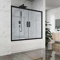 Шторка на ванну Kubele DE019P4-CLN-BLMT 160х150 см, профиль матовый черный