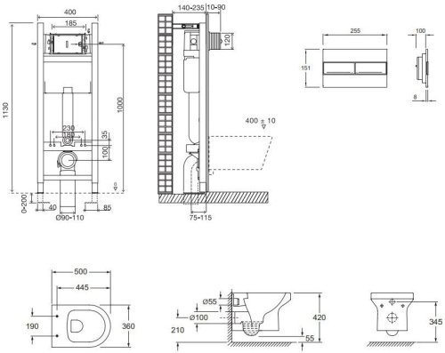 Комплект Jacob Delafon Elite E21755RU-00 кнопка белая фото 10