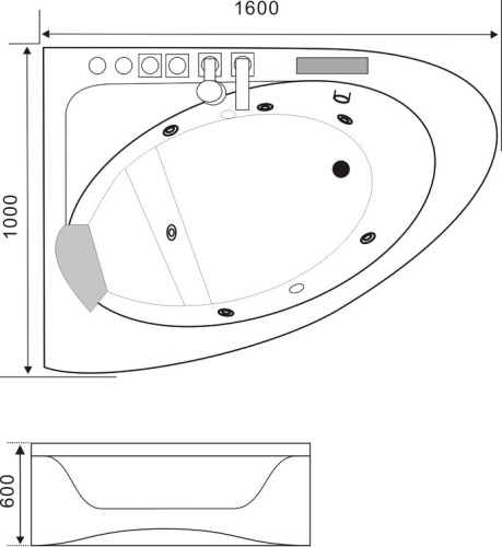Акриловая ванна Black&White Galaxy GB5008 160x100 L фото 10
