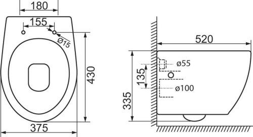 Комплект Унитаз подвесной BelBagno Prospero BB507B с крышкой + Система инсталляции AlcaPlast Jadromodul AM102/1120 + Кнопка смыва AlcaPlast THIN M670 белый + Шумоизоляционная панель фото 9