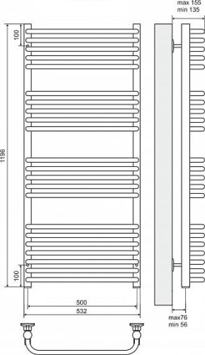 Полотенцесушитель электрический Terminus Стандарт П22 500*1196 фото 2
