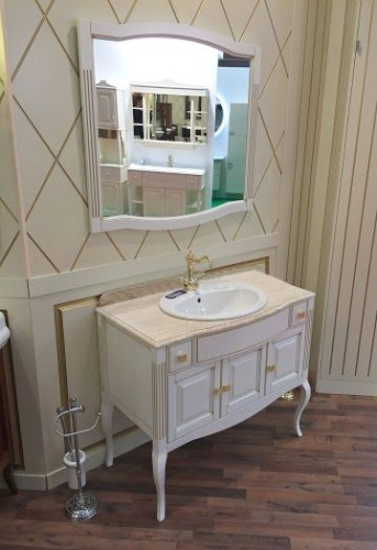 Мебель для ванной Opadiris Лаура 100 белая с патиной фото 5