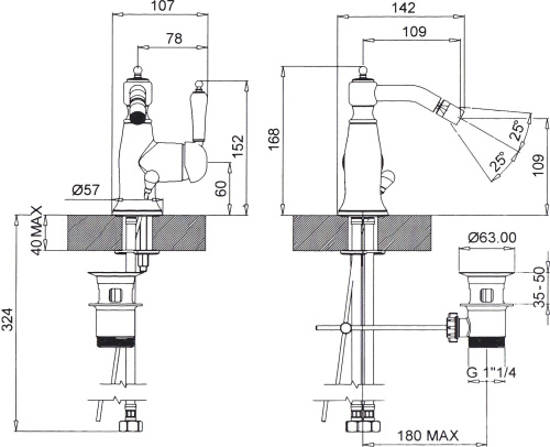 Смеситель Margaroli Classica RU1003AA01BR для биде фото 3