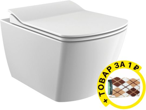 Унитаз подвесной Creavit Elegant EG321 безободковый + коврик