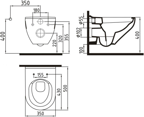 Комплект Унитаз подвесной Bien Ion безободковый, с биде + Мебель для ванной STWORKI Хельсинки 80 фото 16