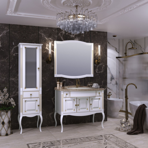 Мебель для ванной Opadiris Лаура 100 белая с патиной фото 3