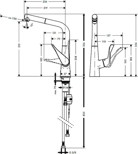 Смеситель Hansgrohe Metris 14821000 для кухонной мойки фото 6