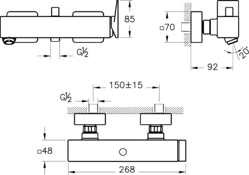 Смеситель VitrA Brava A42613EXP для ванны с душем фото 2