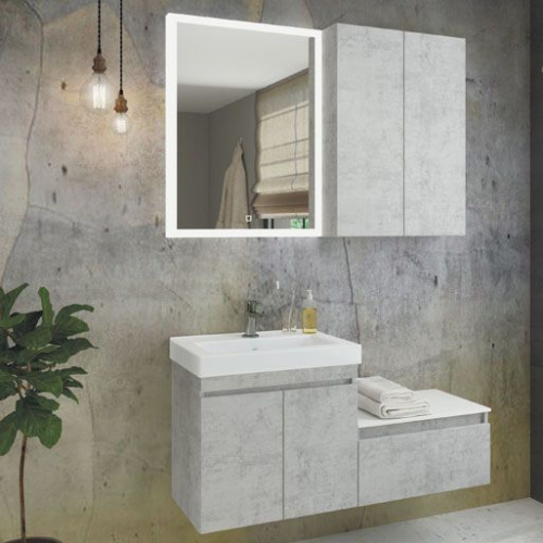 Мебель для ванной Comforty Осло 60, подвесная, бетон светлый фото 10