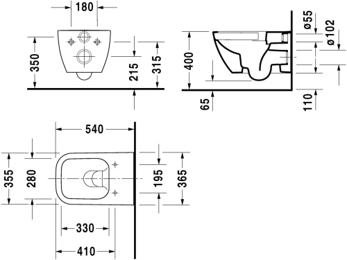 Комплект Унитаз подвесной Duravit Happy D.2 антрацит матовый + Система инсталляции для унитазов AlcaPlast Sadromodul AM101/1120-001 с черной кнопкой и шумоизоляцией фото 5