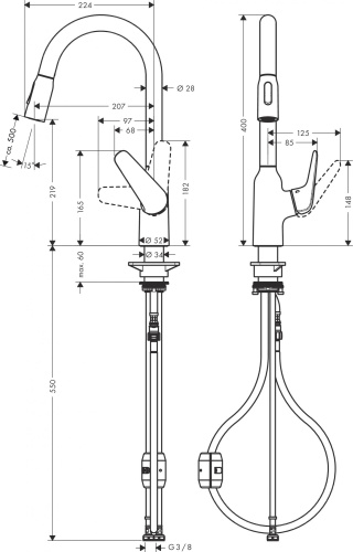 Смеситель Hansgrohe Focus M42 71800800 для кухонной мойки, сталь фото 3