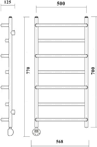 Полотенцесушитель электрический Domoterm Орфей П7 50x70, хром, L фото 3