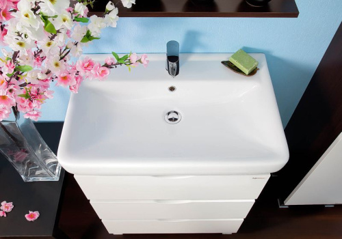 Мебель для ванной Бриклаер Токио 70 венге, белый глянец фото 4