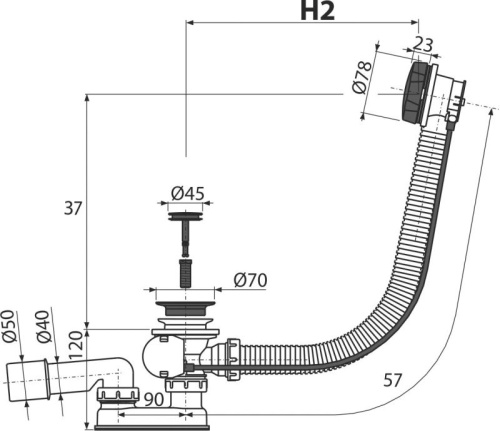 Слив-перелив AlcaPlast A55 BLACK фото 2