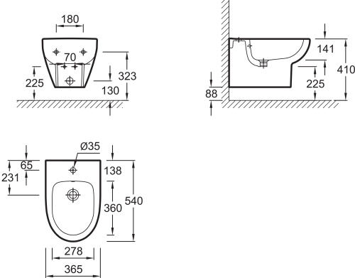 Комплект Биде подвесное Jacob Delafon Odeon Up E4765 + Система инсталляции для биде Grohe Rapid SL 38553001 + Смеситель Hansgrohe Focus E2 31920000 д фото 9