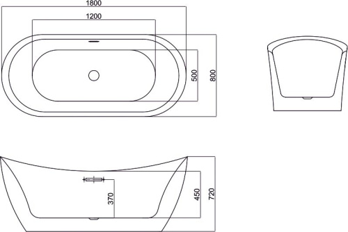 Акриловая ванна Black&White Swan SB104 180x80 фото 5