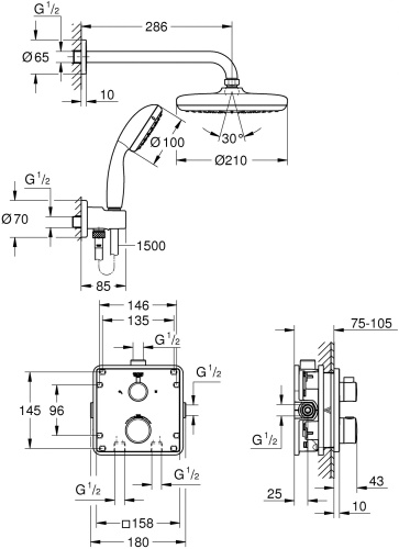 Душевой комплект Grohe Grohtherm 34729000 С ВНУТРЕННЕЙ ЧАСТЬЮ фото 2