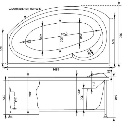 Акриловая ванна Aquanet Jersey 00205405 170x100 L с каркасом фото 6