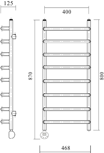 Полотенцесушитель электрический Domoterm Стефано П8 40x80, хром, L фото 3