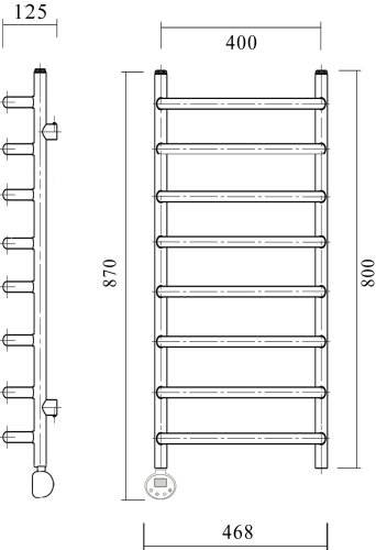 Полотенцесушитель электрический Domoterm Стефано П8 40x80, хром, L фото 4