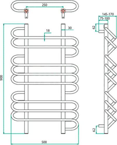 Полотенцесушитель водяной Grota Rivolo 50x90 хром полированный фото 6