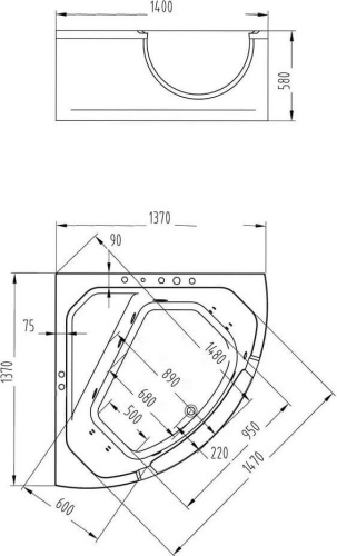 Акриловая ванна Orans BT-62118M 140x140 фото 5 Акриловая ванна Orans BT-62118M 140x140 фото 5