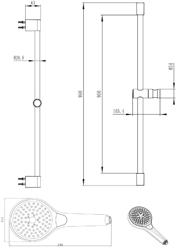 Душевой гарнитур Villeroy & Boch Embrace Plus TVS1089000161 фото 2