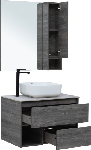 Мебель для ванной STWORKI Карлстад 75 дуб рошелье, монте тиберио, с отверстием для смесителя в столешнице фото 5