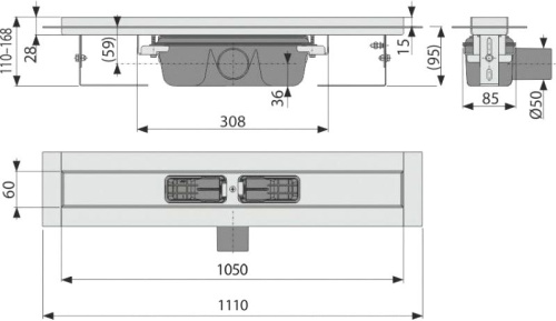 Душевой лоток AlcaPlast APZ6S-1050 без решетки фото 2