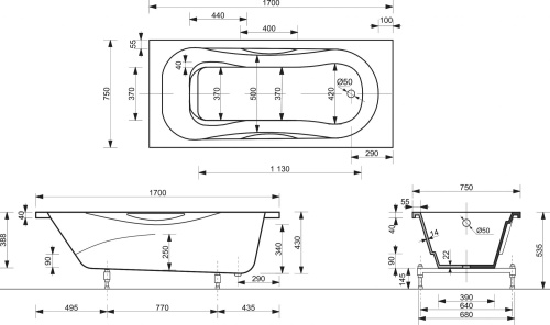 Ванна из искусственного камня Эстет Эллис 170x75 фото 5
