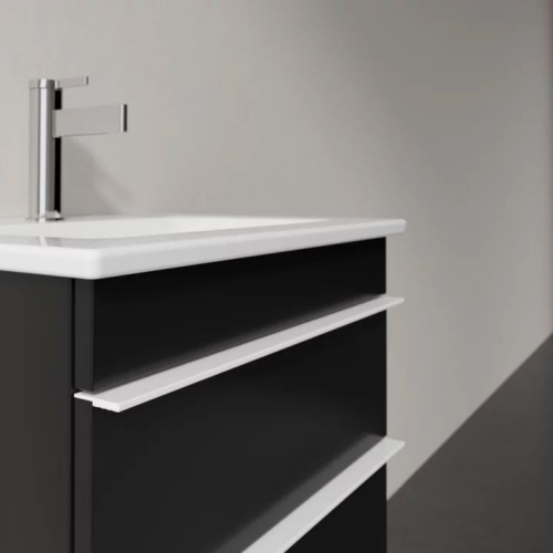 Мебель для ванной Villeroy & Boch Venticello 46 black matt lacquer, с белыми ручками фото 3