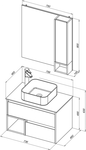 Мебель для ванной STWORKI Карлстад 75 дуб рустикальный, роверелла, с отверстием для смесителя в столешнице фото 12