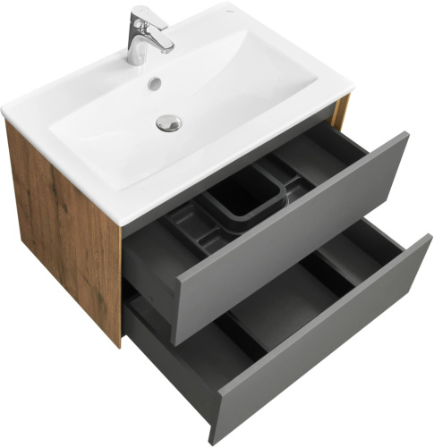 Мебель для ванной AQUATON Сохо 75 дуб веллингтон, графит софт фото 2