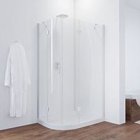 Душевой уголок Vegas Glass AFS-F 100*90 01 01 R профиль белый, стекло прозрачное