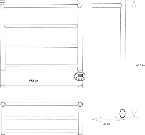 Полотенцесушитель электрический Двин FJ Electro 60/50 1"-1/2" хром фото 2