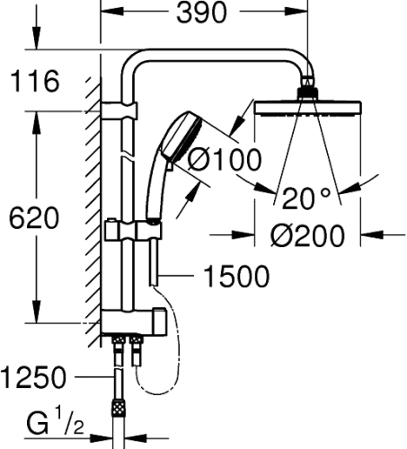 Душевой комплект Grohe BauCurve 23631000 + 27394002 фото 4