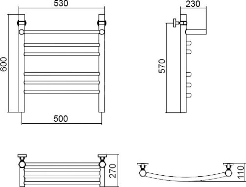 13 745 руб. Полотенцесушитель водяной Aquanerzh Дуга групповая с полкой 60х50 фото 3 Полотенцесушитель водяной Aquanerzh Дуга групповая с полкой 60х50 фото 3